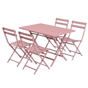 Set di 5 Pezzi Tavoli e Sedie Pieghevoli in Metallo per Giardino, Patio e Balcone, Arredamento da Esterno, Sedie Pieghevoli per Caffetteria, Set da Pranzo Pieghevole - Product Image 5