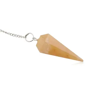 Carnelian kerucut Pendulum batu Chakra kuning Pendulum, Pendulum alami, batu permata Chakra Pendulum grosir