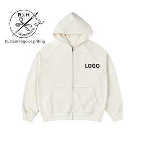 Venta al por mayor en blanco zip up hoodies Unisex Pullover de alta calidad para hombre en blanco de gran tamaño de lana lavado ácido zip up HOODIE - Product Image 2