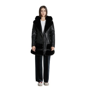 Chaqueta Larga de Mujer de Alta Calidad y Cómoda, Estilo Parka, Chaqueta Bomber de Piel Sintética de Conejo y Oveja, Cierre de Cremallera, Bolsillos Cálidos, Diseño Estampado - Product Image 2