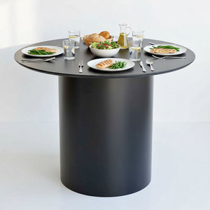 BA68180 100cm Round <b>Dining</b> <b>Table</b> Black Painted Rubberwood Convertible Wooden Furniture for Home or Hotel Use Assembled - Product Image 1
