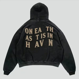 Streetwear personnalisé de haute qualité sweat à capuche brodé en molleton de coton surdimensionné pour hommes - Product Image 3