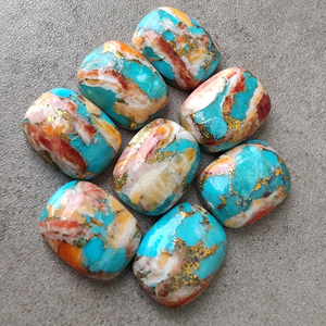 Calidad AAA, ostra espinosa Natural, turquesa, forma de rectángulo, cabujón, parte posterior plana, calibrado, piedras preciosas al por mayor, todos los tamaños disponibles - Product Image 4