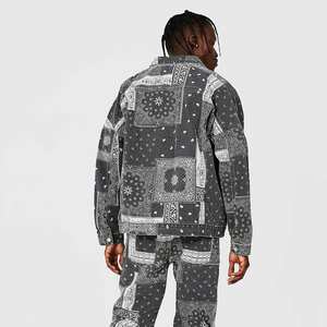 Veste en jean amincissante à taux de gros veste en jean à col montant style de rue Hip Hop saison d'hiver veste en jean pour hommes - Product Image 2