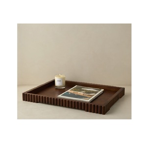 Bandeja de madera multiusos para decoración de sala de estar, uso en cocina, desayuno, cama, bandeja para servir, diseño rústico hecho a mano - Product Image 3