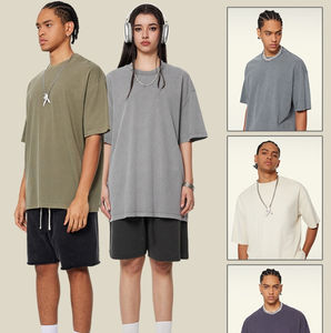 High Quality 260GMS 100% Cotton Retro T-<b>Shirt</b> Customized Oversized PUFF DGT LOGO Casual Blank <b>Silk</b> Screen Washed t <b>shirt</b> - Product Image 2