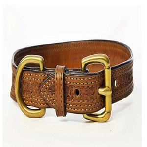 Cesta de cuero occidental para perro, collar tejido con accesorios de acero inoxidable y hardware - Product Image 4