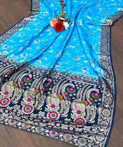 Saree en soie de créateur Sari Shari avec chemisier non cousu, parfait pour les fêtes, les fêtes et les vêtements ethniques traditionnels. - Product Image 4