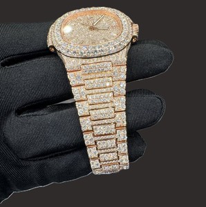 Reloj Mecánico de Lujo Estilo Hip Hop con Movimiento Miyota, Tono Dorado, Moissanita, Correa de Acero Inoxidable, Cristal, Diseño Deportivo y Moderno, 42 mm - Product Image 2