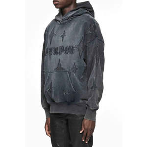 Sudadera con Bordado Distressed, Estilo Urbano, Impresión Digital, Detalles de Pedrería, Mezcla de Algodón - Product Image 5