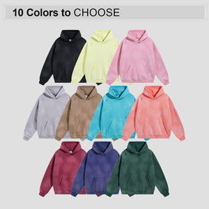 Sudadera con Capucha de Corte Regular Personalizada, Lavada Vintage, con Agujeros, 100% Algodón, Invierno, Logotipo Serigrafiado en la Parte Delantera, Teñido Liso de Gran Peso - Product Image 2