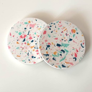 Posavasos de lujo con aspecto de terrazo de resina multicolor artesanal, Juego de 4 con soporte, accesorio de cocina, uso para el hogar, hoteles, resorts - Product Image 3