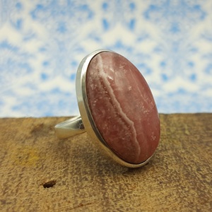 Elegant Handmade 925 <b>Solid</b> <b>Silver</b> Premium Quality Engagement Wedding Ring with Natural Rhodochrosite Diamond Stone for Parties - Product Image 1