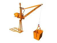 Mini grue de levage portable robuste, petite machine de construction avec moteur, en parfait état pour le levage et le déplacement