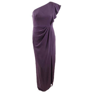 Abito da sera Adrianna Papell da donna in raso con volant monospalla, scollo a barchetta, taglia XS - Viola Naturale - Product Image 1