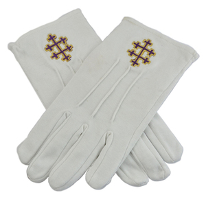 Gants blancs maçonniques en coton brodé à la main Eastern Star - Product Image 2