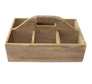 Boîte de rangement pour couverts en bois pour table à manger, rangement pour serviettes, couverts, cuisine, service, vaisselle naturelle - Product Image 3