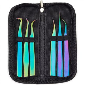 Gran oferta, pinzas para extensión de pestañas, colores del arco iris, pinzas para pestañas rectas de acero inoxidable, herramientas de maquillaje - Product Image 4