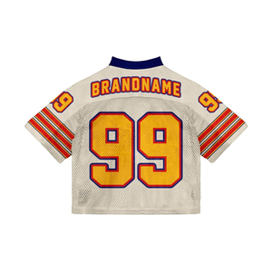 Logo personnalisé Team Building Football Jersey Rétro Vintage Cropped Mesh Top Extérieur Lettre Imprimer Boxy Football T-shirts pour Hommes - Product Image 2