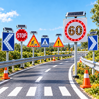 Panneaux de signalisation routière en aluminium à énergie solaire LED 600mm*800mm*65mm fabriqués en usine à Shenzhen, étanches IP54, autonomie d'éclairage de 200h pour autoroutes