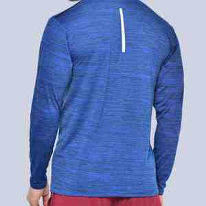 T-shirts de compression à manches longues bleus ajustés, anti-UV et respirants, haut ajusté à manches longues tendance, rashguard respirant - Product Image 3