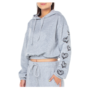 Nouveau style de vêtements de rue couleur unie logo personnalisé impression avant respirant séchage rapide à manches courtes haut court sweats à capuche pour les femmes - Product Image 2