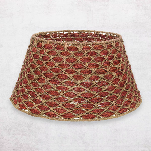 Les ornements de vacances de Noël antiques sont fabriqués à la main à partir de joncs de mer tissés de manière décorative Collier de sapin de Noël tissé naturel - Product Image 1