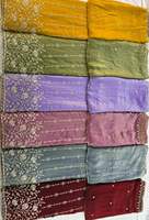 Tissu de vêtement de matière première de textile avec le travail de perles d'or a importé le tissu de soie de Fendy pour la fabrication de robe de femmes