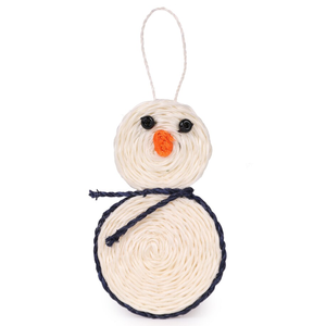 Adorno Colgante de Muñeco de Nieve de Ratán Hecho a Mano para Decoración Rústica de Árboles de Navidad - Product Image 1