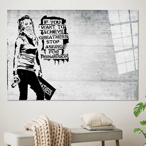 Décoration murale sur toile imprimée Banksy Graffiti Art Achieve Greatness, ART SUR VERRE TREMPÉ - Product Image 1