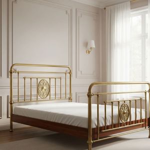 Diseño de cama étnica de latón inspirado en palacios reales, perfecto para espacios interiores con temática cultural. - Product Image 3