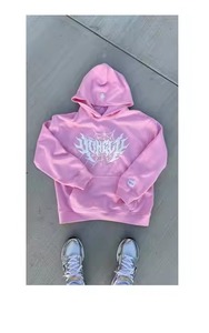 เสื้อฮู้ดผ้าฝ้ายพิมพ์ลายวินเทจแบบสตรีทแวร์ผ้าฝ้ายพิมพ์ลายเต็มตัวแบบกำหนดเองได้ - Product Image 6