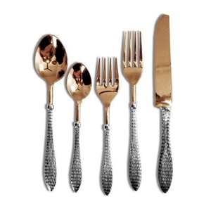 Juego de 5 cubiertos de acero inoxidable, ideal para utensilios de cocina, mesa, fiesta en casa, café, cubiertos plateados, mango elegante - Product Image 3