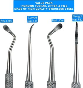 Herramientas de manicura para uñas encarnadas, limas de uñas de doble punta con borde afilado en forma de cuchara, limpiador y recortador de uñas, acero inoxidable de grado quirúrgico - Product Image 6