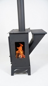 Poêle à bois portable en fonte Dorello noir avec porte en verre et tuyau de cheminée pour le camping et l'utilisation en cabane - Product Image 4
