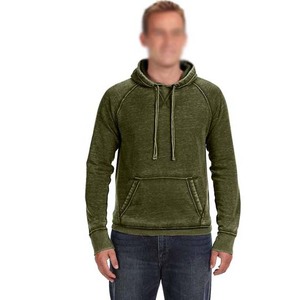 Venta al por mayor en blanco pulóver sudaderas con capucha Unisex de alta calidad de los hombres de gran tamaño de lana de lavado ácido de algodón sudaderas con capucha de color verde - Product Image 6