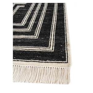 Alfombra de Lana Anudada a Mano, Color Gris Tomillo y Negro, con Patrón Geométrico y Abstracto, para el Hogar, Rectangular, para Pasillo o Sala de Estar -AKWL-1925 - Product Image 4