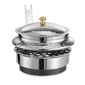 Calentador de alimentos con acabado dorado, plato de frotamiento con soporte de suspensión negro, equipo de comida para restaurante, calentador de alimentos para Buffet, plato de frotamiento - Product Image 5