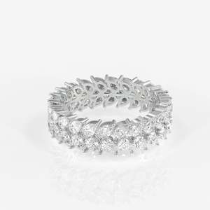 Sterling <b>Silver</b> Pear Cut Moissanite Diamond <b>Eternity</b> Band <b>Ring</b> - Product Image 5