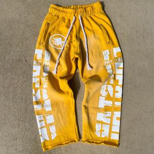 Custom Distressed Sun Faded Vintage Washed Sweatpants Straight Leg Pants Stacked Sweat Pants for <b>Men</b> - Product Image 3