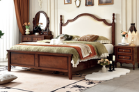 Lit de chambre classique américain de luxe en bois massif avec tiroirs de rangement, en tissu, taille King/Queen, mobilier de maison GSA69-GSA72