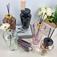 Solent personnalisé 500ml grande lumière noir luxe verre fleur arôme roseau diffuseur bouteille chambre décoration pour hôtel