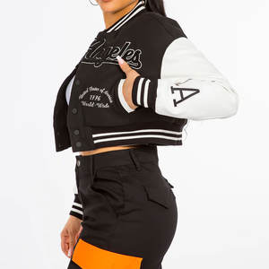 Chaqueta corta de invierno recortada transpirable a la moda para mujer, forro de lana transpirable con logotipo personalizado, OEM para niñas - Product Image 6