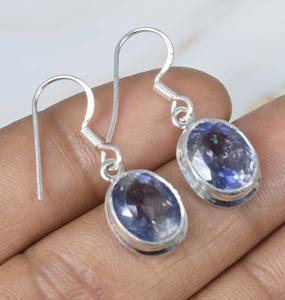 ต่างหูเงินต่างหูสำหรับผู้หญิงต่างหูห้อยพลอยอเมทิสต์925แข็งเงินสเตอร์ลิง - Product Image 2