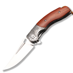 Gran oferta 2025, cuchillo plegable de acero inoxidable hecho a mano de primera calidad con mango de madera y Funda de cuero para acampar al aire libre - Product Image 1