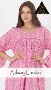 Women's Cotton Midi Dress Embroidered Floral Printed <b>Kaftan</b> Style Loose Fit Casual <b>Summer</b> <b>Kaftan</b> Comfortable Stylish - Product Image 4