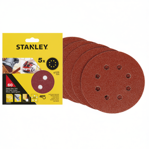 Discos de Lijado con Velcro Stanley de 125 mm, Acoplamiento Rápido, Paquete Múltiple para Lijadoras Orbitales Aleatorias - Product Image 2