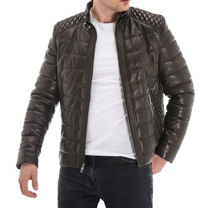Chaqueta de cuero de invierno para hombre, diseño personalizado con cuello levantado, logotipo frontal de color sólido, nuevo estilo de moda - Product Image 6