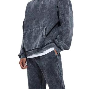 Personalizar French Terry 2 piezas Set Vintage Cotton Sweatsuit Mens Acid Wash Chándal - Product Image 6