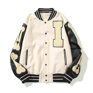 Offre Spéciale hommes High Street Fashion Varsity doudoune personnalisé teint laine cuir manches avec toile capuche lumière vêtements d'hiver - Product Image 2